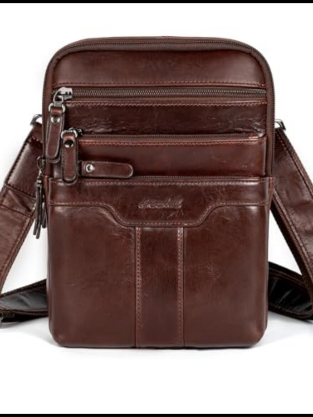 Leather Messenger Bag for Men, Small Sling Shoulder Bag, Crossbody Man Purse